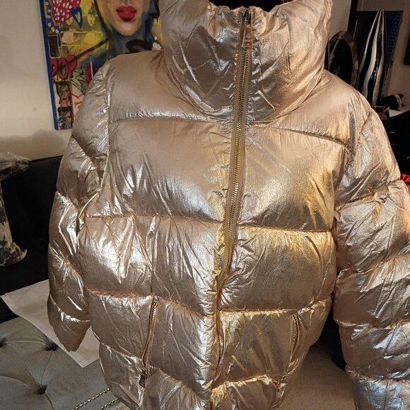 Bernardo Jackets & Blazers - BERNARDO ECOPLUME METALLIC GOLD PUFFER JACKET WOMEN'S XXL NWT